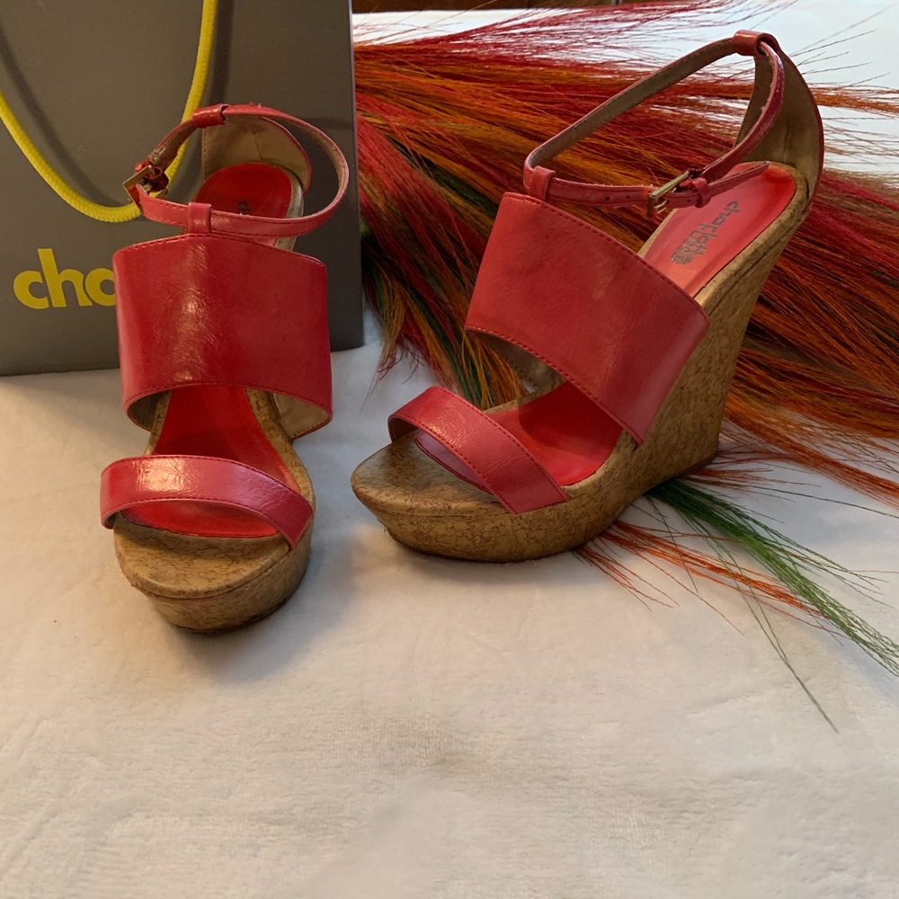 Red Strappy Wedges